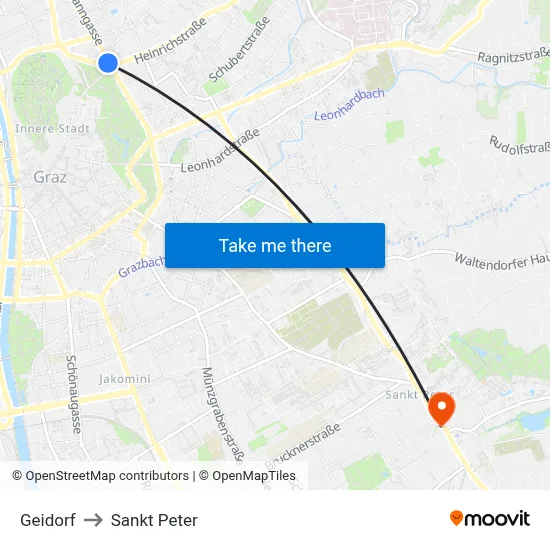 Geidorf to Sankt Peter map