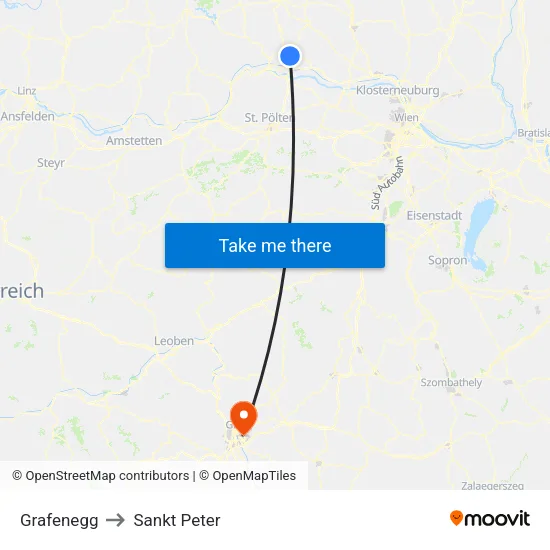 Grafenegg to Sankt Peter map