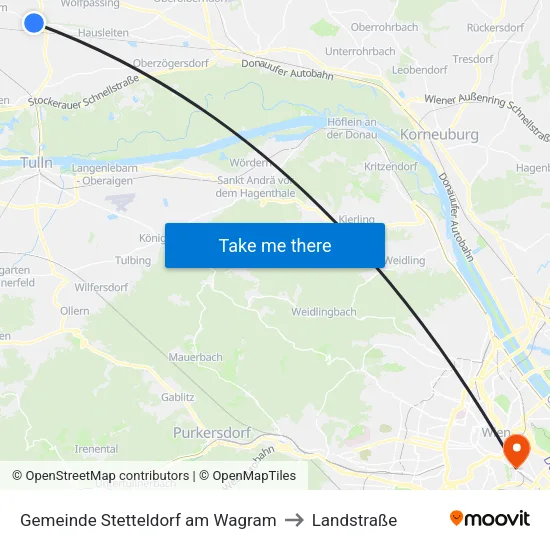 Gemeinde Stetteldorf am Wagram to Landstraße map