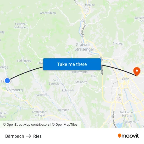 Bärnbach to Ries map