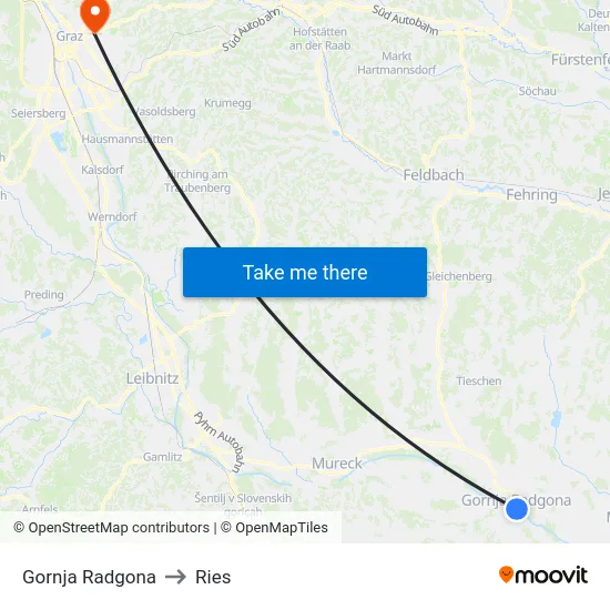 Gornja Radgona to Ries map