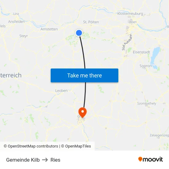 Gemeinde Kilb to Ries map