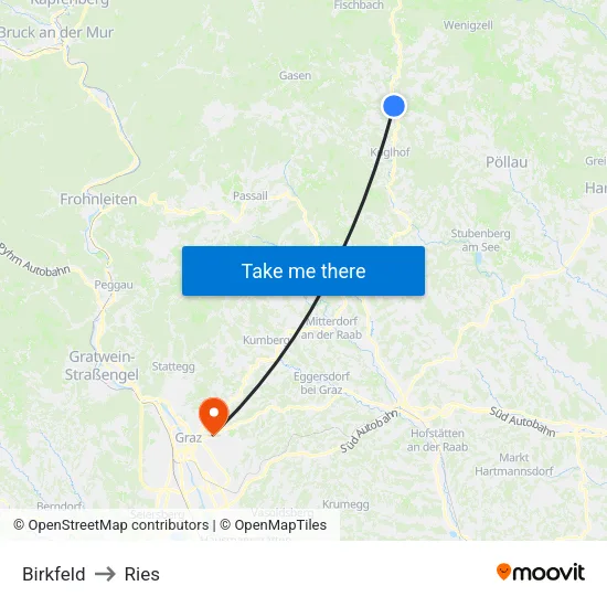 Birkfeld to Ries map