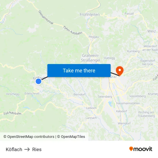 Köflach to Ries map