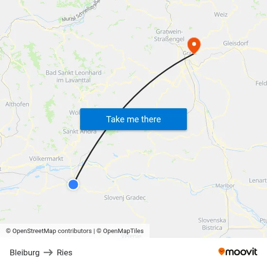 Bleiburg to Ries map