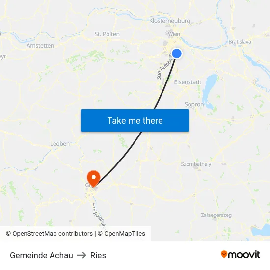 Gemeinde Achau to Ries map