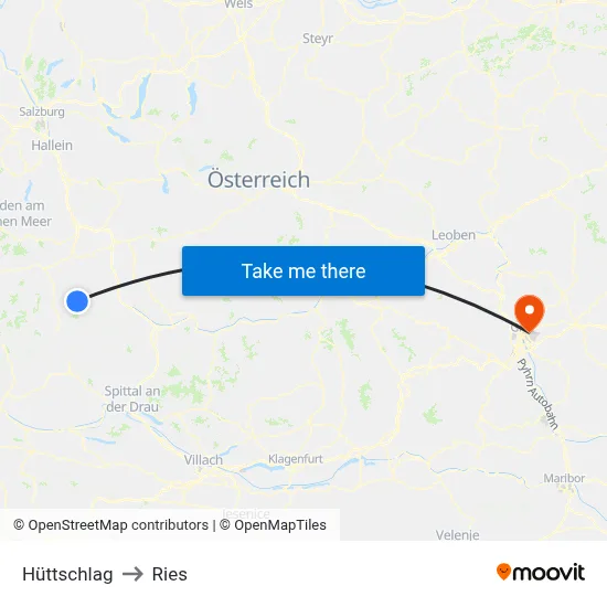 Hüttschlag to Ries map