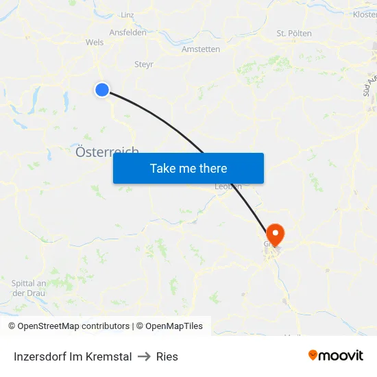 Inzersdorf Im Kremstal to Ries map