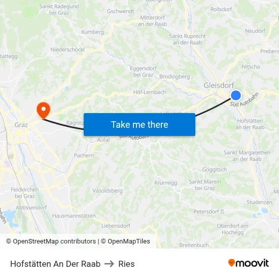 Hofstätten An Der Raab to Ries map