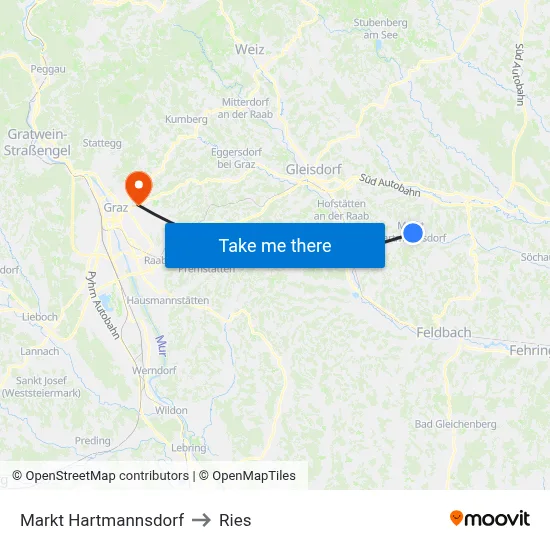 Markt Hartmannsdorf to Ries map