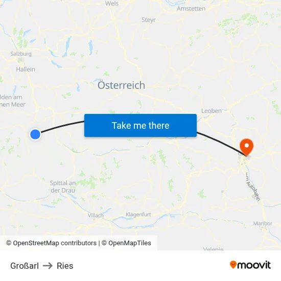 Großarl to Ries map