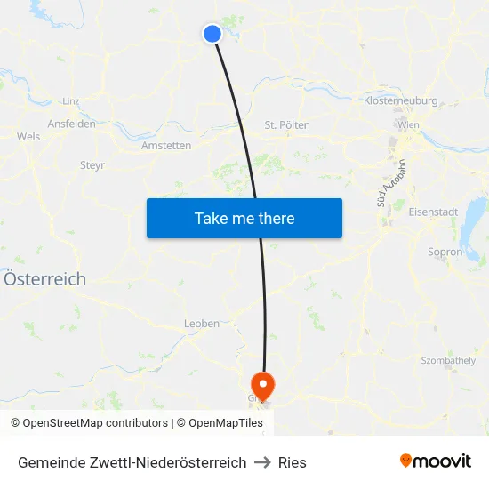 Gemeinde Zwettl-Niederösterreich to Ries map