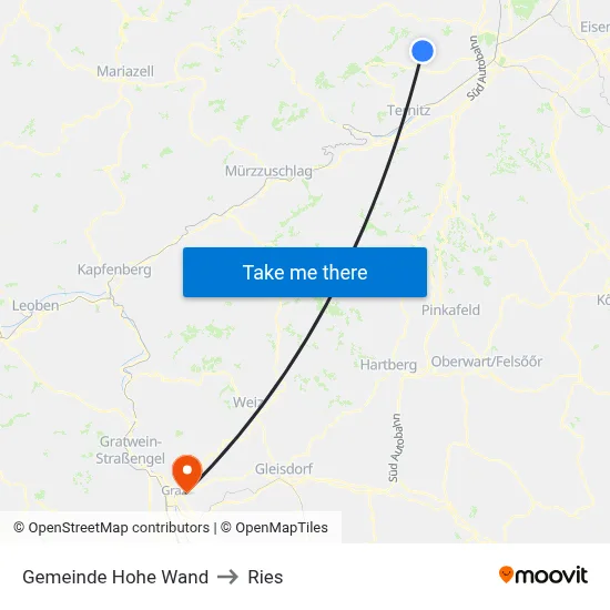 Gemeinde Hohe Wand to Ries map