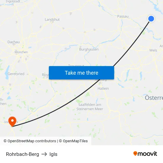 Rohrbach-Berg to Igls map