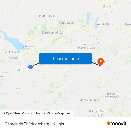 Gemeinde Thüringerberg to Igls map