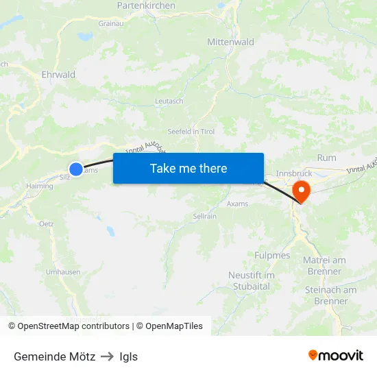 Gemeinde Mötz to Igls map