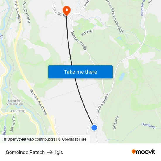 Gemeinde Patsch to Igls map
