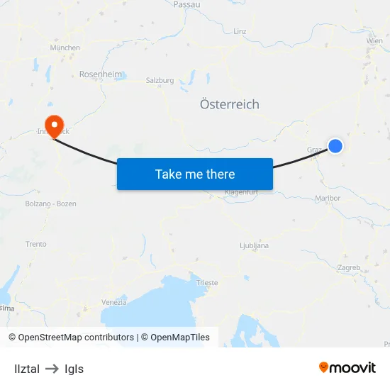 Ilztal to Igls map