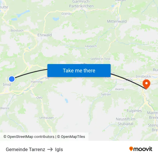 Gemeinde Tarrenz to Igls map