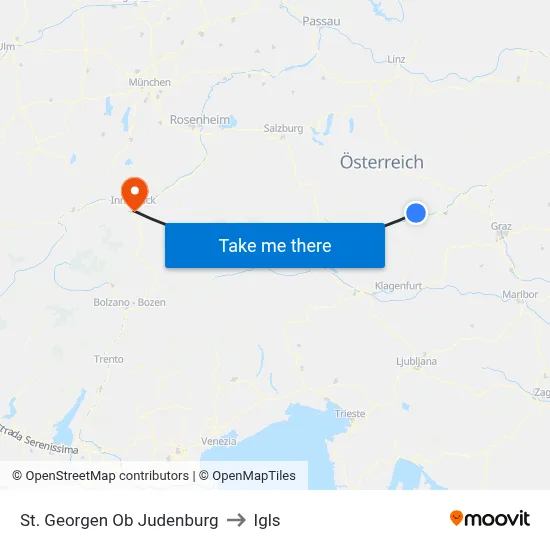 St. Georgen Ob Judenburg to Igls map