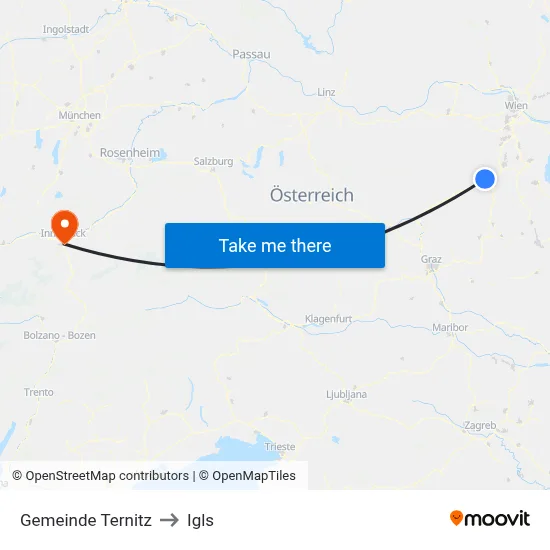 Gemeinde Ternitz to Igls map