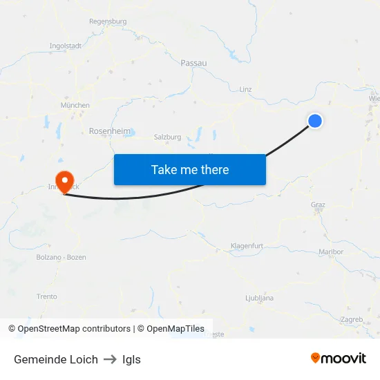 Gemeinde Loich to Igls map