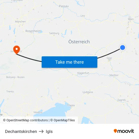 Dechantskirchen to Igls map