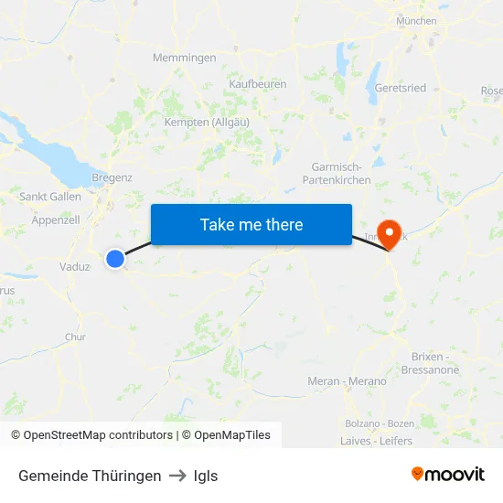 Gemeinde Thüringen to Igls map