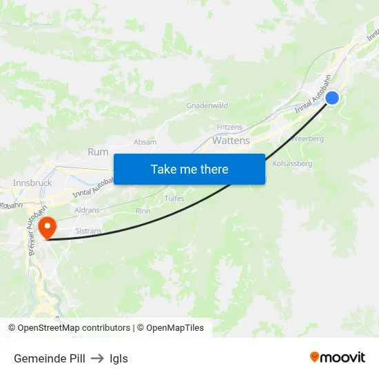 Gemeinde Pill to Igls map