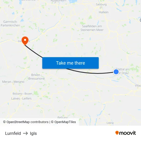 Lurnfeld to Igls map