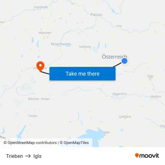 Trieben to Igls map