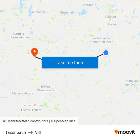 Taxenbach to Vill map