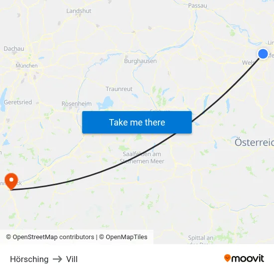 Hörsching to Vill map