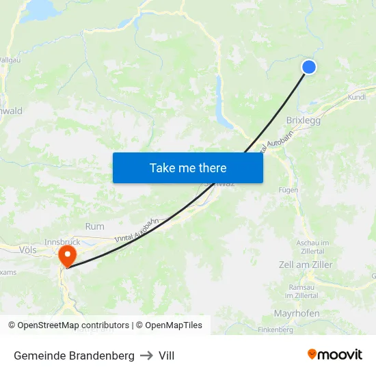 Gemeinde Brandenberg to Vill map