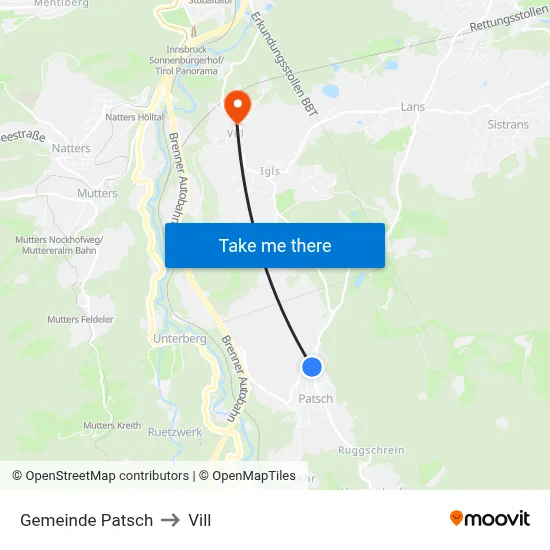 Gemeinde Patsch to Vill map