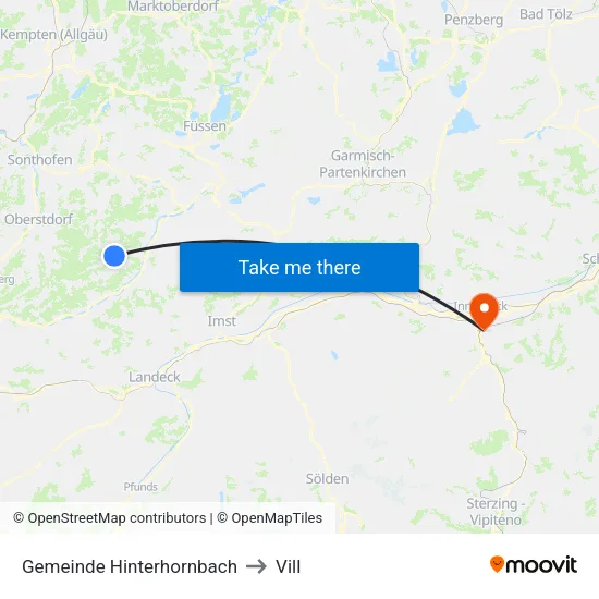 Gemeinde Hinterhornbach to Vill map