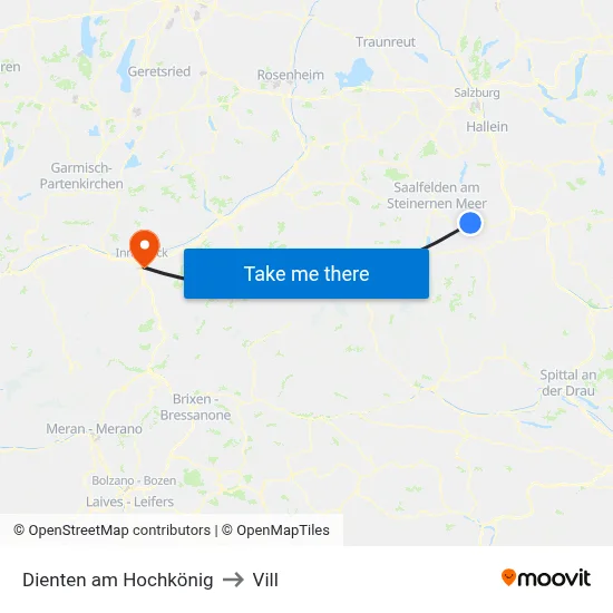Dienten am Hochkönig to Vill map