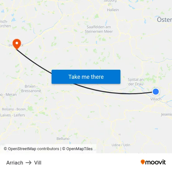 Arriach to Vill map
