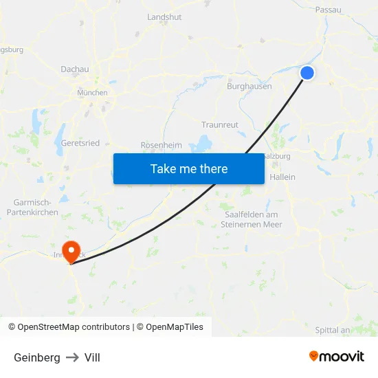 Geinberg to Vill map
