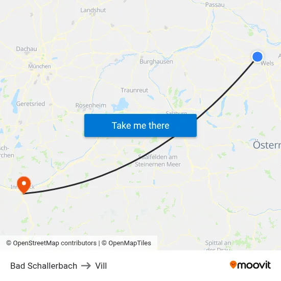 Bad Schallerbach to Vill map