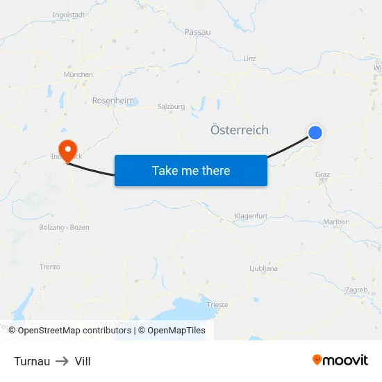 Turnau to Vill map