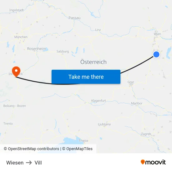 Wiesen to Vill map