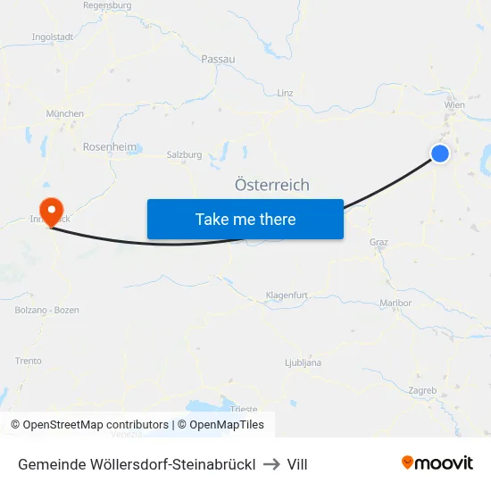 Gemeinde Wöllersdorf-Steinabrückl to Vill map