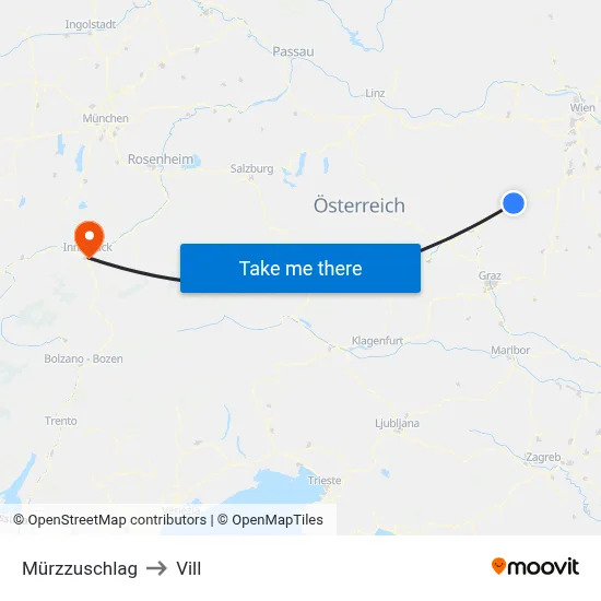 Mürzzuschlag to Vill map