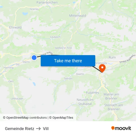 Gemeinde Rietz to Vill map