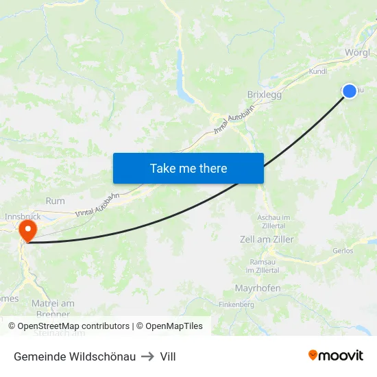 Gemeinde Wildschönau to Vill map