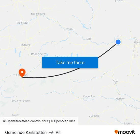 Gemeinde Karlstetten to Vill map
