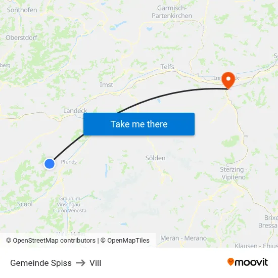 Gemeinde Spiss to Vill map