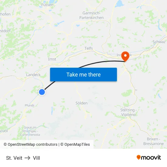 St. Veit to Vill map