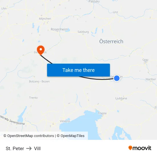 St. Peter to Vill map
